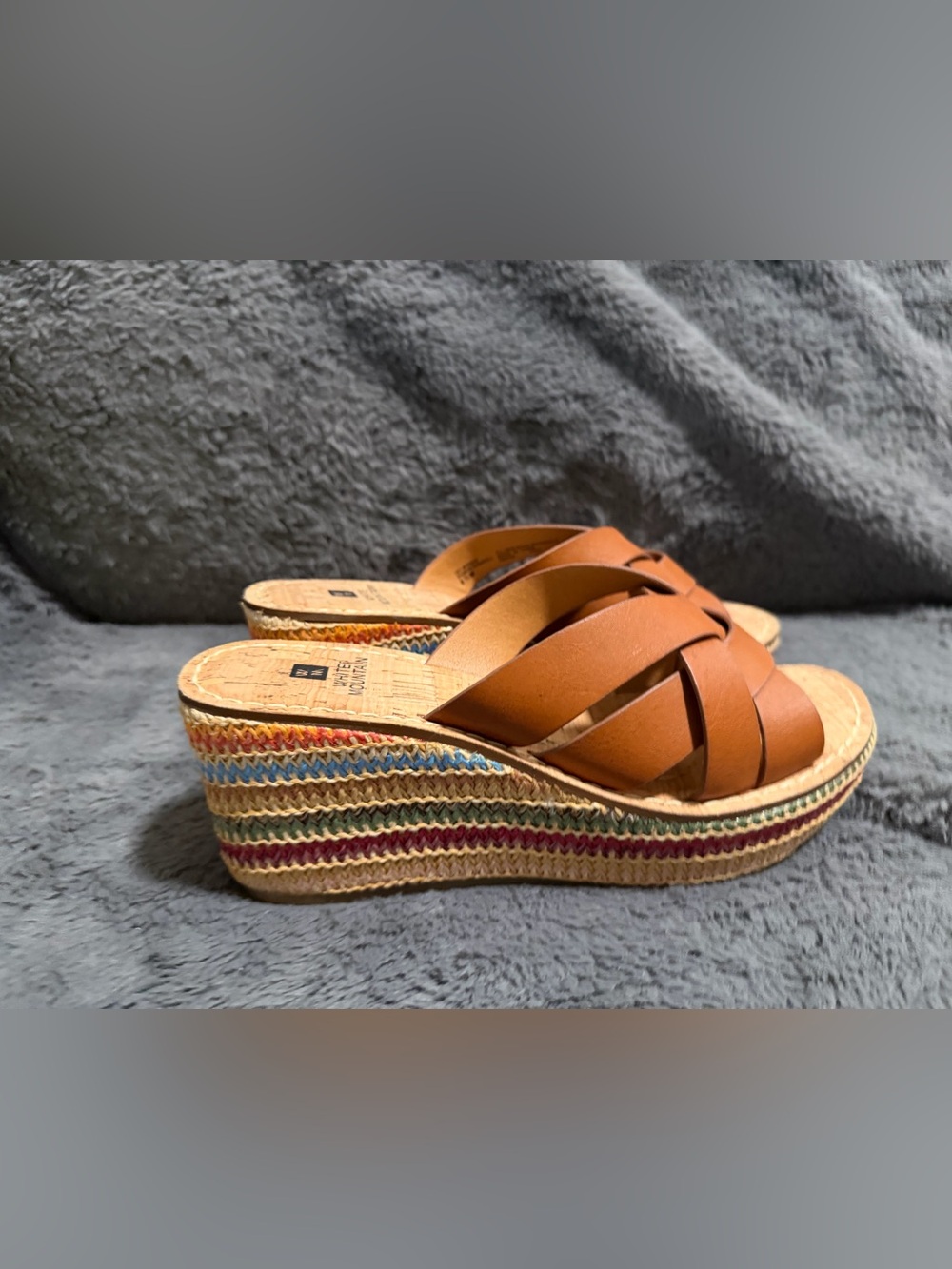 White mountain Women’s Woven Espadrille Wedge Slide Sandals - Brown